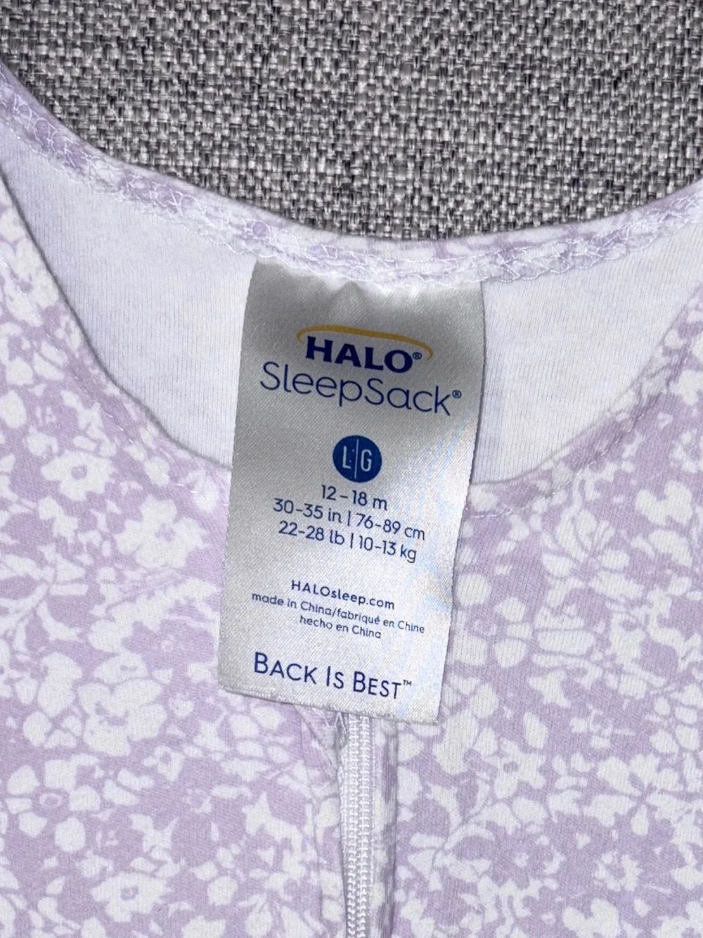Halo Large (12/18m) lavender floral Sleepsack VGUC
